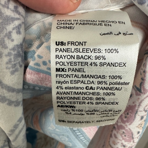 Chicos Faded Medallion Mixed-Print Shirt Sz 2/ 12-14 - Picture 12 of 14